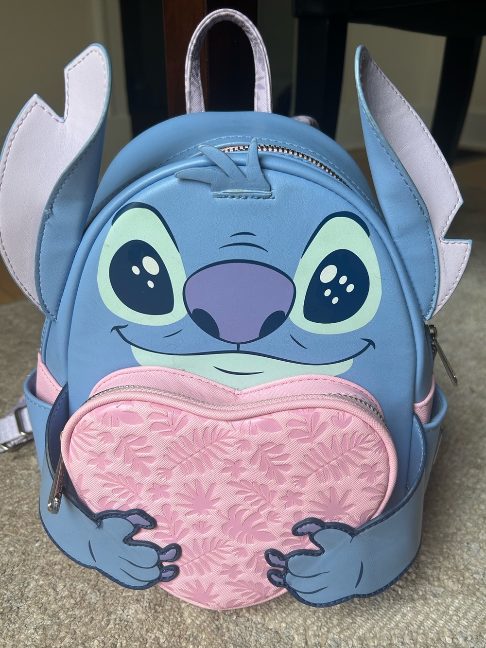 Disney Loungefly Stitch Mini Backpack with Pink Heart Pocket